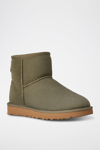 Bottines fourrées en nubuck Classic Mini Ii - Beige et vert