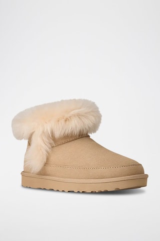 Bottines fourrées de randonnée en nubuck Classic Ultra - Beige
