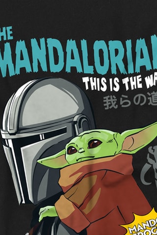 T-shirt Mando en Grogu The Mandalorian Star Wars - Zwart