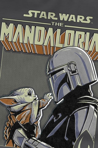 T-shirt Mando en Grogu The Mandalorian Star Wars - Donkergrijs