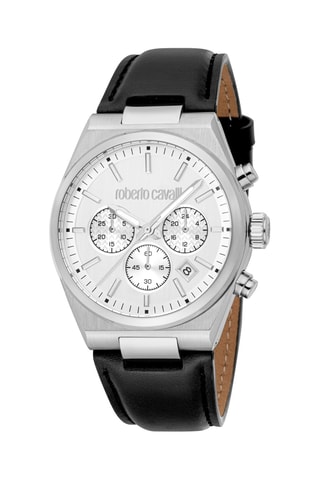 Reloj de cuarzo de piel - Cronógrafo - Negro y plateado