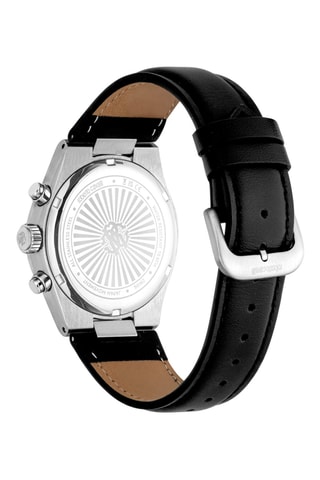Reloj de cuarzo de piel - Cronógrafo - Negro y plateado