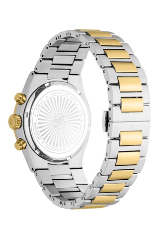 Reloj de cuarzo de acero - Cronógrafo - Dorado y plateado