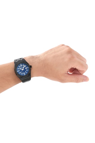 Reloj de cuarzo de acero - Negro