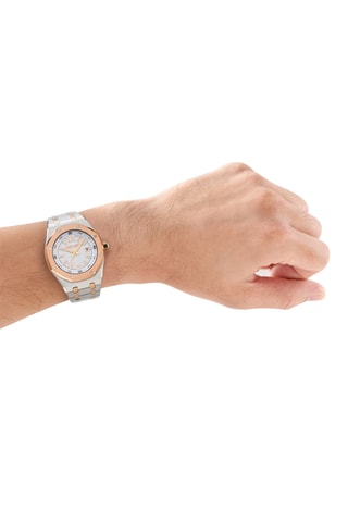 Reloj de cuarzo de acero - Plateado y dorado