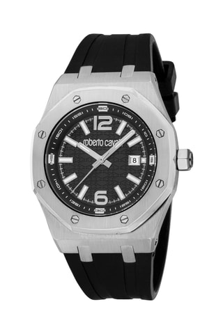 Reloj de cuarzo de silicona - Negro y plateado