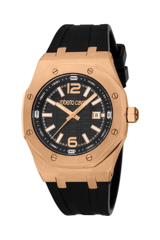 Reloj de cuarzo de silicona - Negro y dorado