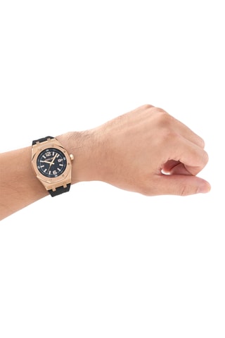 Reloj de cuarzo de silicona - Negro y dorado