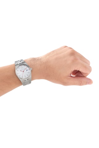 Reloj de cuarzo de acero - Plateado