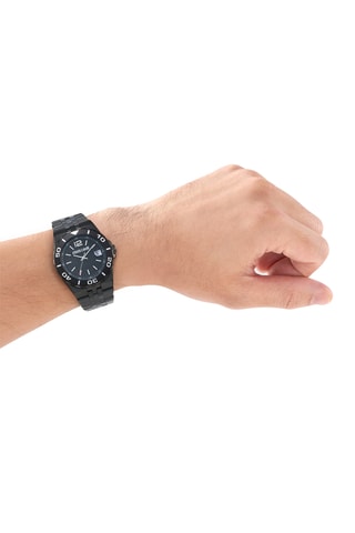 Reloj de cuarzo de acero - Negro