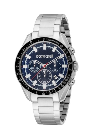 Reloj de cuarzo de acero - Taquímetro y cronógrafo - Plateado y negro