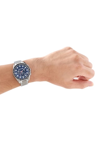 Reloj de cuarzo de acero - Taquímetro y cronógrafo - Plateado y negro