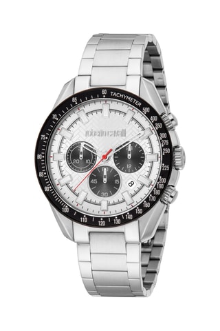 Reloj de cuarzo de acero - Taquímetro y cronógrafo - Plateado y negro
