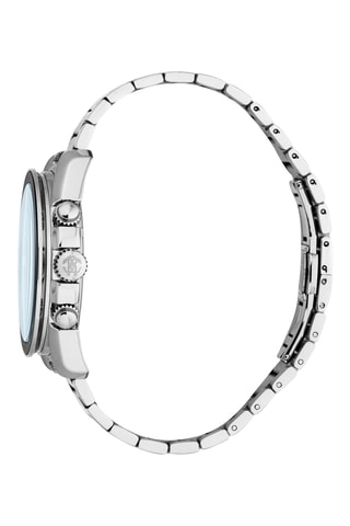Reloj de cuarzo de acero - Taquímetro y cronógrafo - Plateado y negro