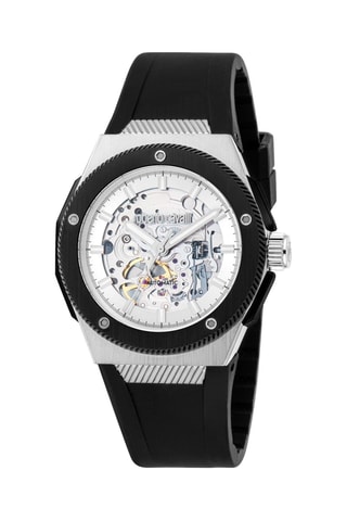 Reloj automático de silicona - Negro y plateado