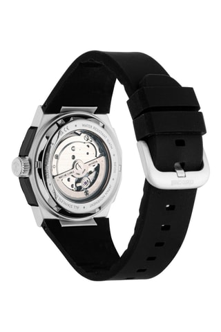Reloj automático de silicona - Negro y plateado