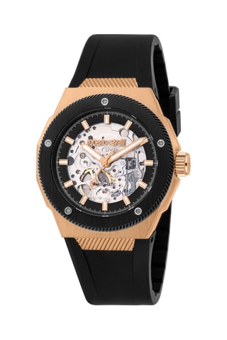 Reloj automático de silicona - Negro y dorado