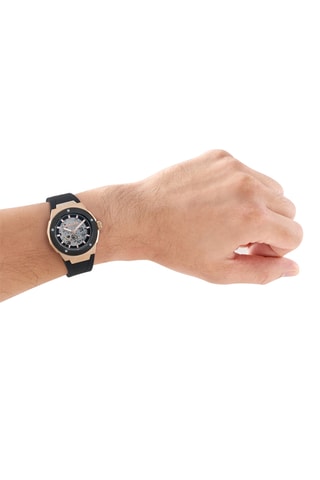 Reloj automático de silicona - Negro y dorado