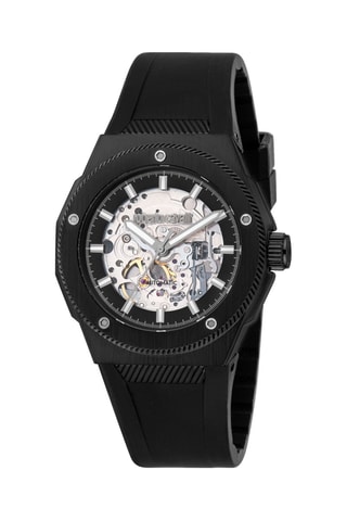 Reloj automático de silicona - Negro y plateado