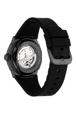 Reloj automático de silicona - Negro y plateado