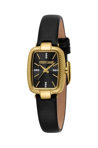 Reloj de cuarzo de piel - Negro y dorado