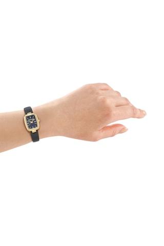 Reloj de cuarzo de piel - Negro y dorado