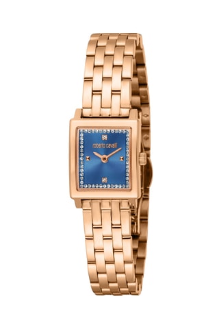 Reloj de cuarzo de acero - Rosa dorado y azul