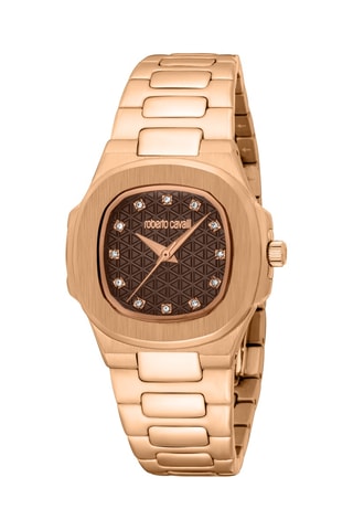 Reloj de cuarzo de acero - Rosa dorado y marrón