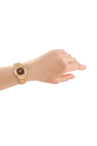 Reloj de cuarzo de acero - Rosa dorado y marrón