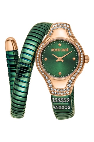 Reloj de cuarzo de acero - Verde y rosa dorado