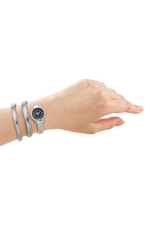 Reloj de cuarzo de acero - Plateado y negro