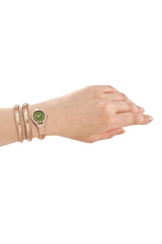 Reloj de cuarzo de acero - Rosa dorado y verde