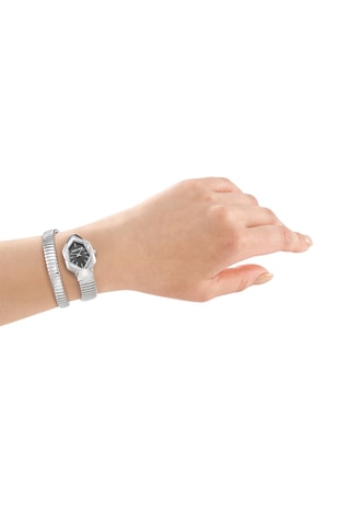 Reloj de cuarzo de acero - Plateado y negro