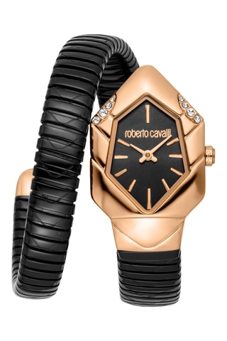 Reloj de cuarzo de acero - Negro y rosa dorado