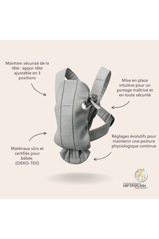 Porte-bébé Mini - De la naissance à 12 mois - Jusqu'à 11 kg - Gris clair