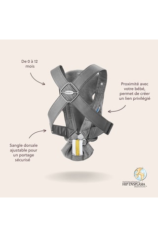 Porte-bébé Mini - De la naissance à 12 mois - Jusqu'à 11 kg - Gris clair
