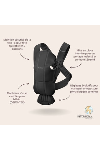 Porte-bébé Mini - De la naissance à 12 mois - Jusqu'à 11 kg - Noir