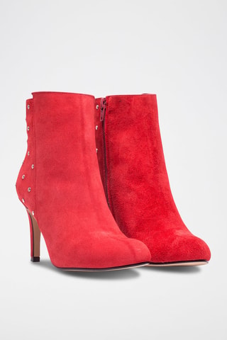 Bottines en nubuck - Rouge et argenté