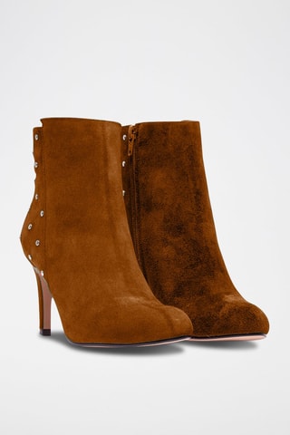 Bottines en nubuck - Marron et argenté