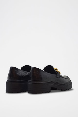 Mocassins à talons en cuir - Noir