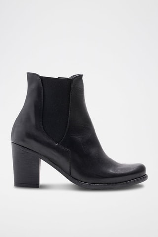 Bottines en croûte de cuir - Noir