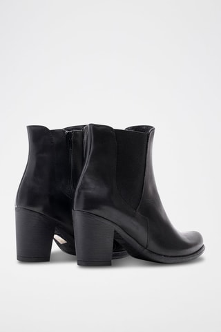Bottines en croûte de cuir - Noir