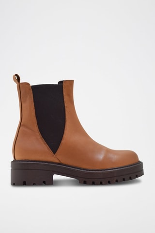 Bottines Chelsea en cuir nappa - Noir et marron