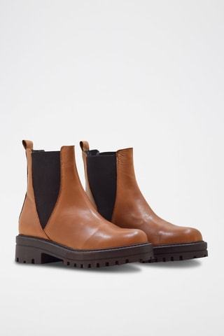 Bottines Chelsea en cuir nappa - Noir et marron