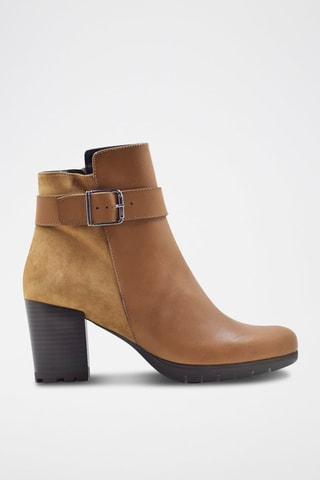 Bottines en croûte de cuir - Marron