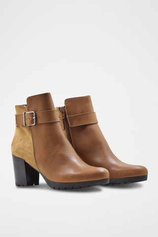 Bottines en croûte de cuir - Marron