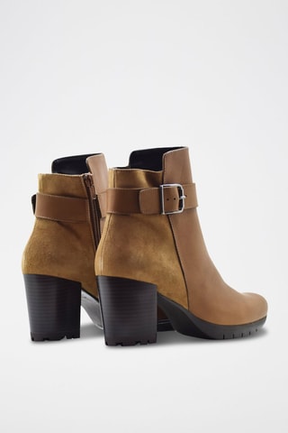 Bottines en croûte de cuir - Marron