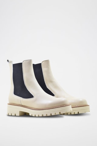 Bottines Chelsea en cuir - Noir et beige