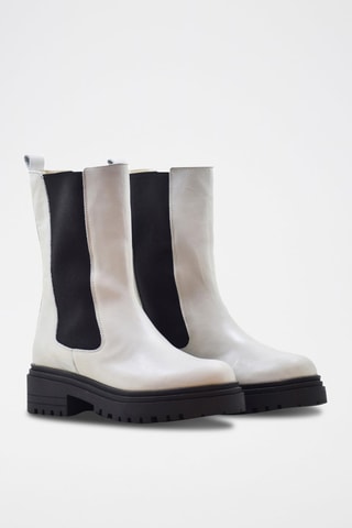 Bottines Chelsea en cuir - Noir et blanc
