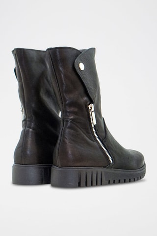Bottines en cuir - Argenté et noir
